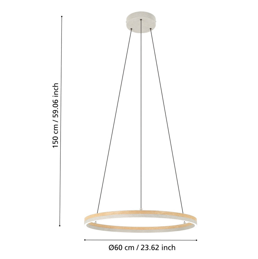 EGLO Cadinaro Lámpara de techo colgante LED regulable aceromadera plástico griscafé blanco 39896