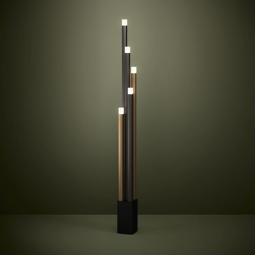 EGLO Estanterios Lámpara de pie LED regulable aluminioacero plástico negrocafédorado satinado 39908