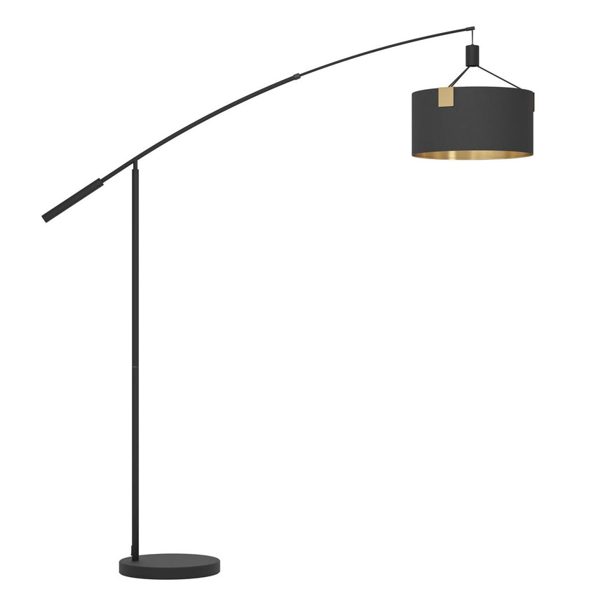 Lámpara de pie Eglo Tortola 203cm art deco negro mate y dorado 39966