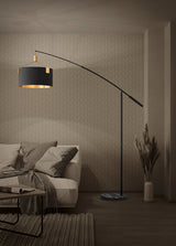 Lámpara de pie Eglo Tortola 203cm art deco negro mate y dorado 39966