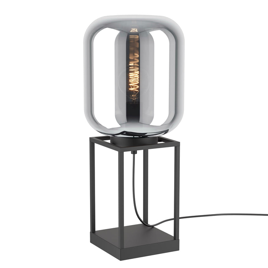 EGLO Bulciago Lámpara sobremesa acero vidrio vaporizado negro negro transparente 39988