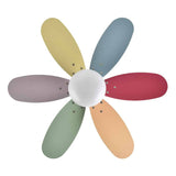Fabrilamp Alves Dc Fan 2xe27 White 6 Blades Rev. Pastel/Intense 41x85d W/ Remote And Timer 175791637