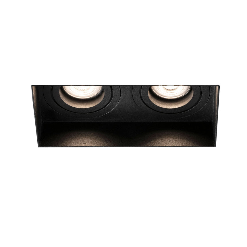 Downlight empotrable de techo Faro Hyde 2 luces sin marco GU10 IP20 negro mate — ref. 40123 (1)