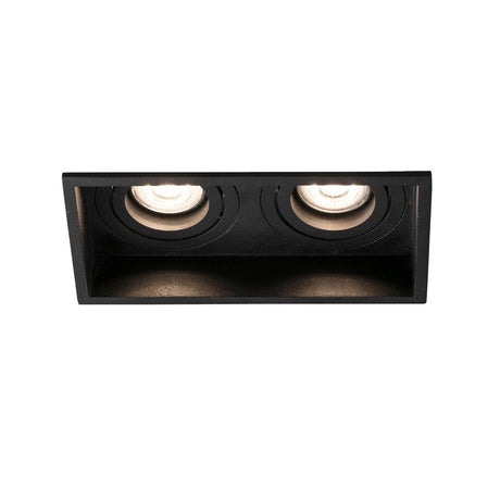 Downlight empotrable de techo Faro Hyde 2 luces con marco GU10 IP20 negro mate — ref. 40127 (1)