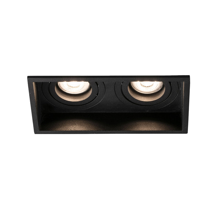 Downlight empotrable de techo Faro Hyde 2 luces con marco GU10 IP20 negro mate — ref. 40127 (1)