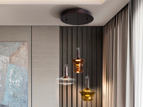 Lámpara de techo colgante Schuller Scarlett 3 luces bronce oscuro y varios colores 3000K 403122