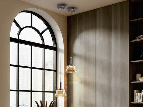 Lámpara de techo colgante Schuller Scarlett 1 luz bronce oscuro y ambar 3000K vista 1