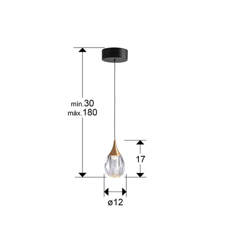 Lámpara de techo colgante Schuller Corina 1 luz negro y cobre 3000K dimensiones