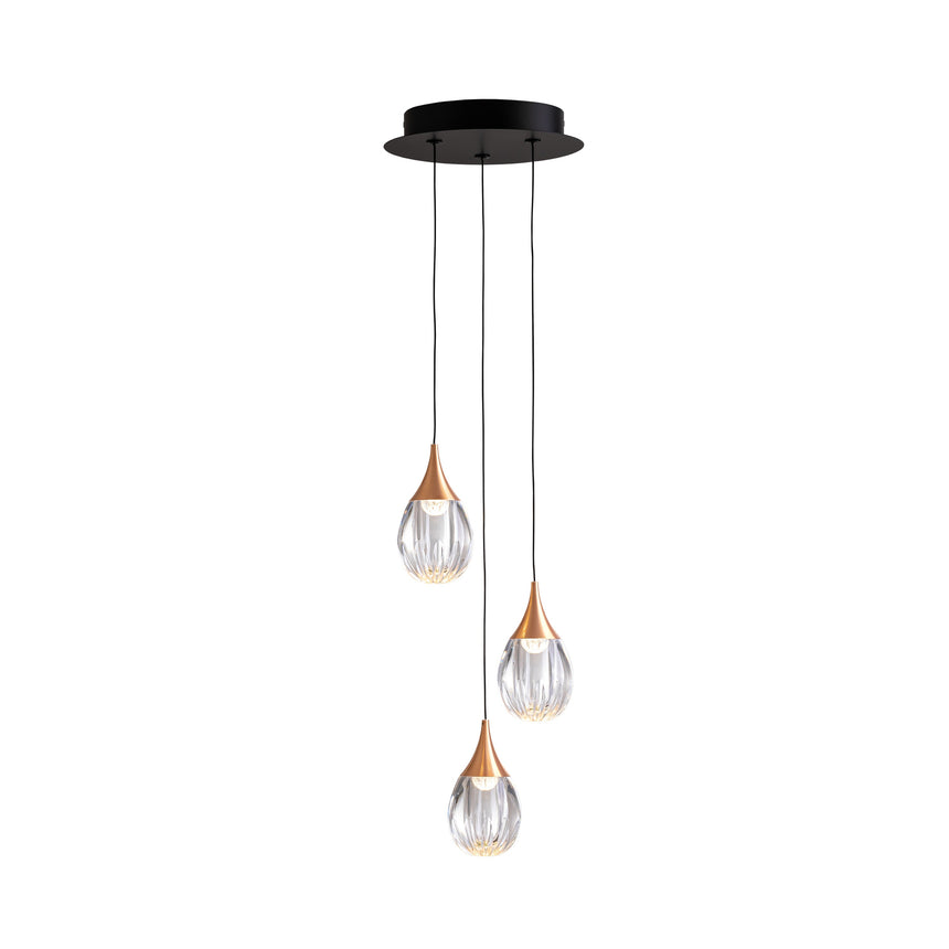 Lámpara de techo colgante Schuller Corina 3 luces negro y cobre 3000K ambiente