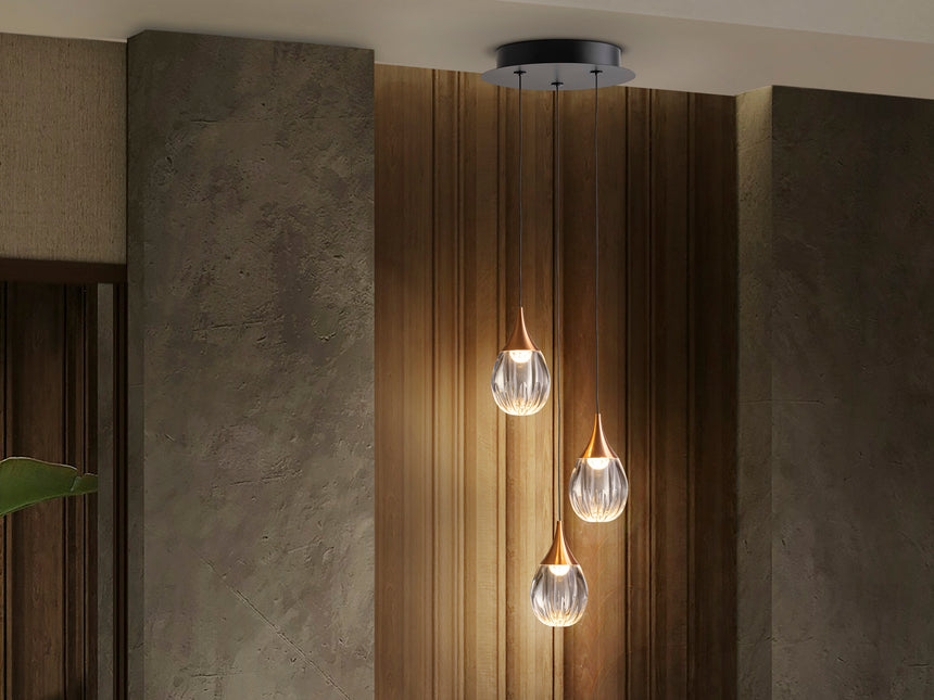 Lámpara de techo colgante Schuller Corina 3 luces negro y cobre 3000K 403658