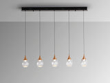 Schuller Corina 5-light pendant lamp with copper and black shades 403726