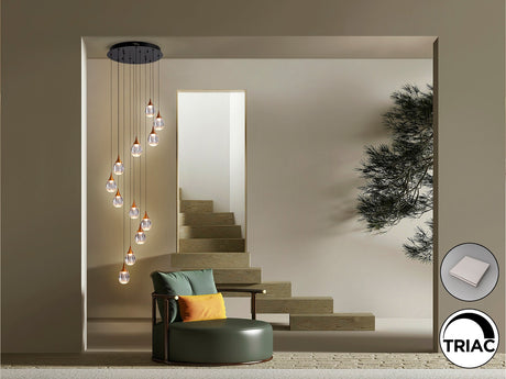 Lámpara de techo colgante Schuller Corina grande 12 luces negro y cobre 3000K Ø50cm vista 1