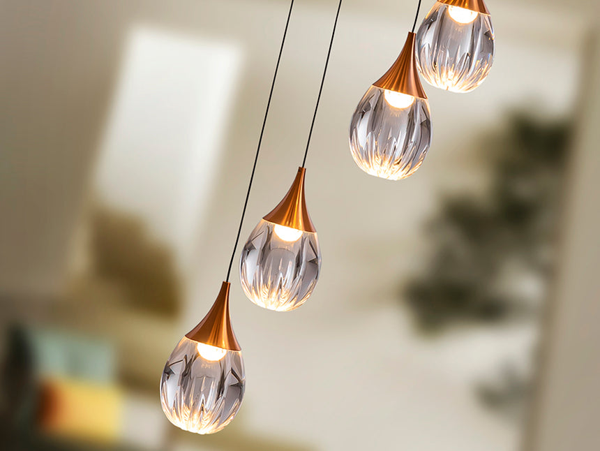Schuller Corina Lámpara de techo colgante grande 12 luces cobre y negro 403894