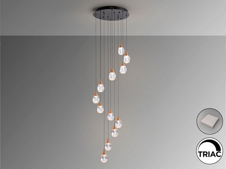 Lámpara de techo colgante Schuller Corina grande 12 luces negro y cobre 3000K Ø50cm vista 3