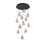 Lámpara de techo colgante Schuller Corina grande 12 luces negro y cobre 3000K Ø50cm ambiente