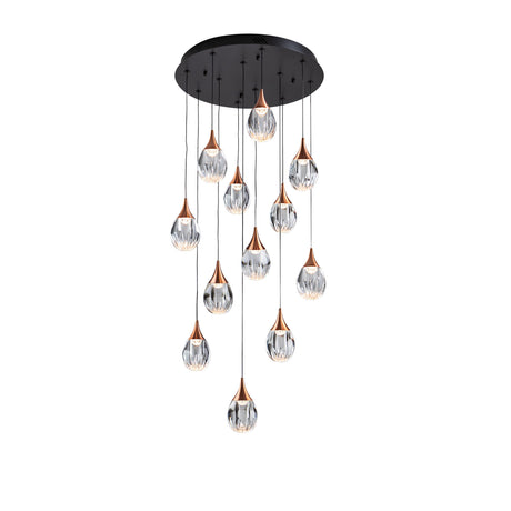 Lámpara de techo colgante Schuller Corina grande 12 luces negro y cobre 3000K Ø50cm ambiente