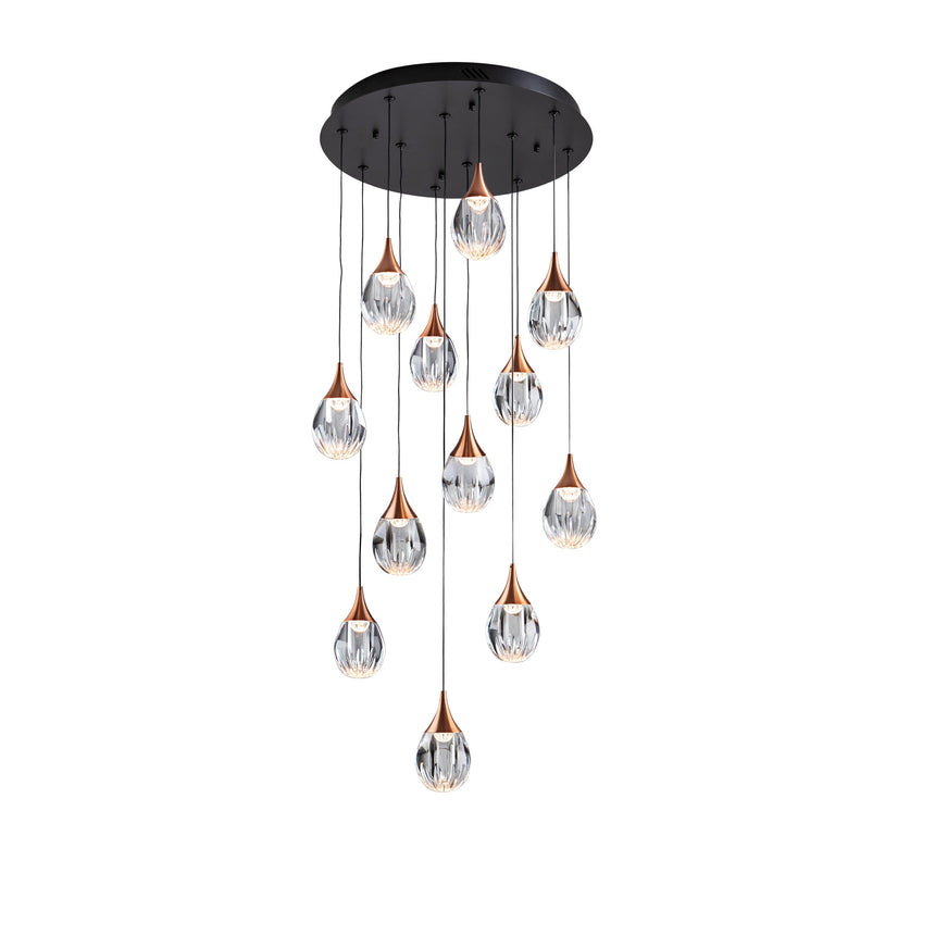 Lámpara de techo colgante Schuller Corina grande 12 luces negro y cobre 3000K Ø50cm ambiente