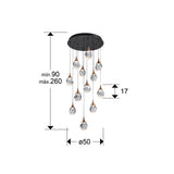 Lámpara de techo colgante Schuller Corina grande 12 luces negro y cobre 3000K Ø50cm dimensiones