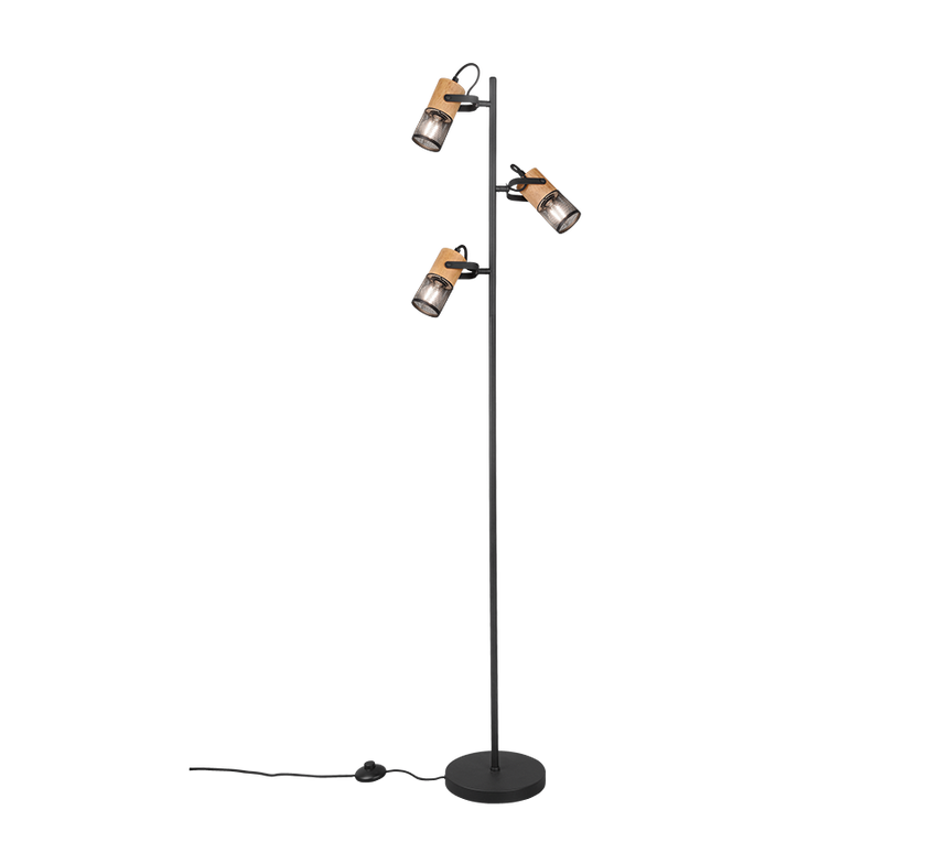 Trio Tosh Black Mat Metal Floor Lamp 404300332