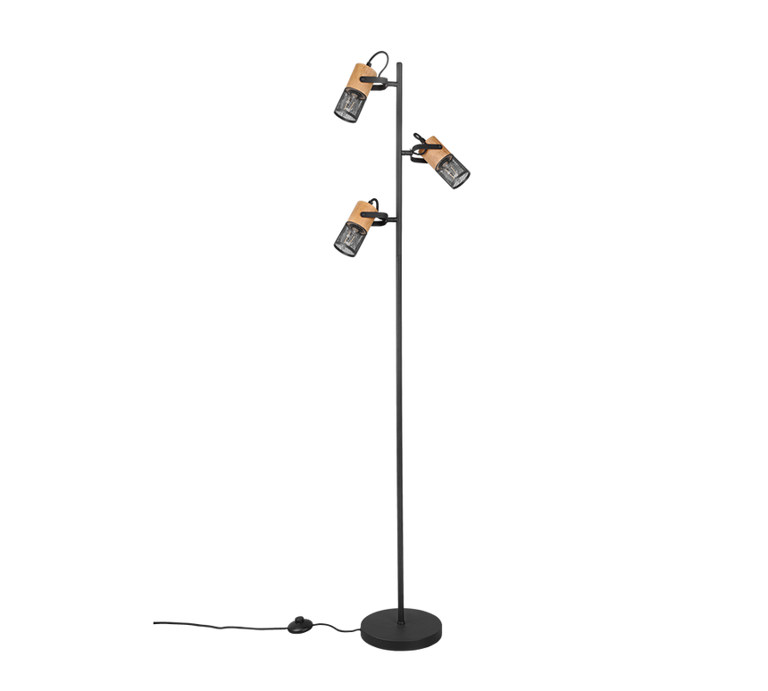 Trio Tosh Black Mat Metal Floor Lamp 404300332