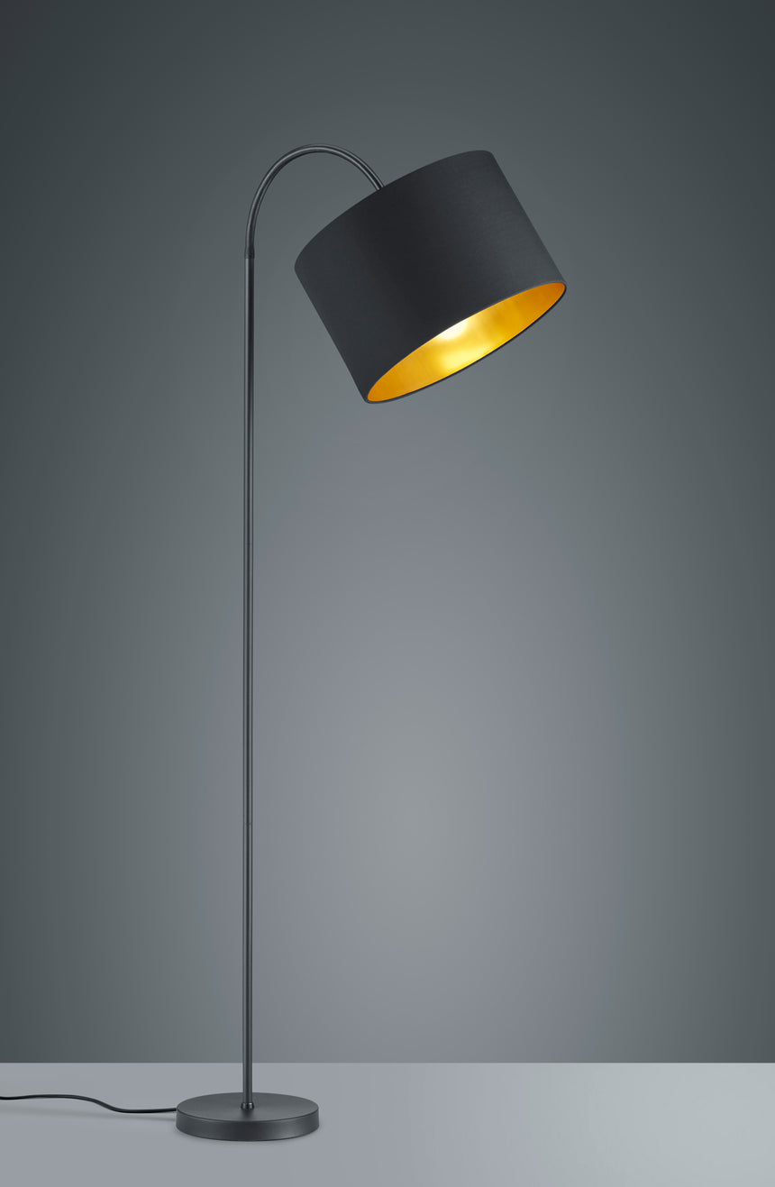 Trio Hostel Black Mat Metal Floor Lamp 408290179