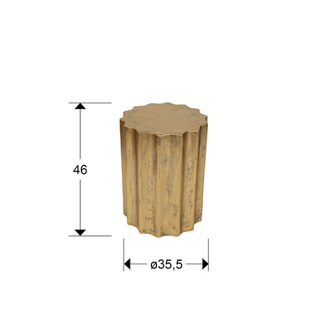Mesa auxiliar Schuller Estriada oro 46cm dimensiones