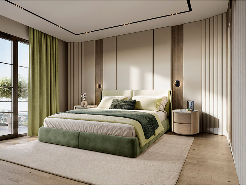 Mesita de noche Schuller Enoc roble y mármol veteado con cajones 60x48cm 411622