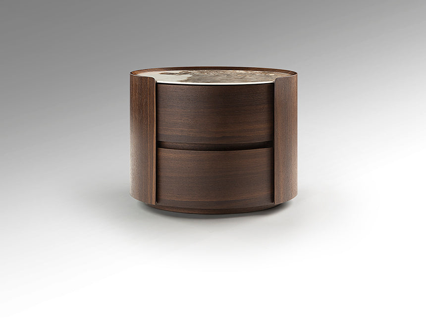 Mesita de noche Schuller Enoc roble y mármol veteado con cajones 60x48cm 411639