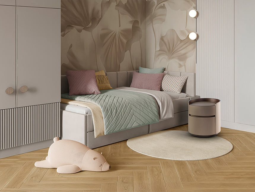 Mesita de noche Schuller Cirze nogal y beige con cajones 48cm 411752