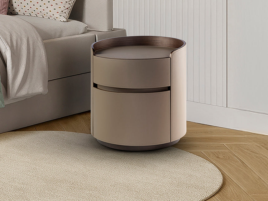 Mesita de noche Schuller Cirze nogal y beige con cajones 48cm 411752