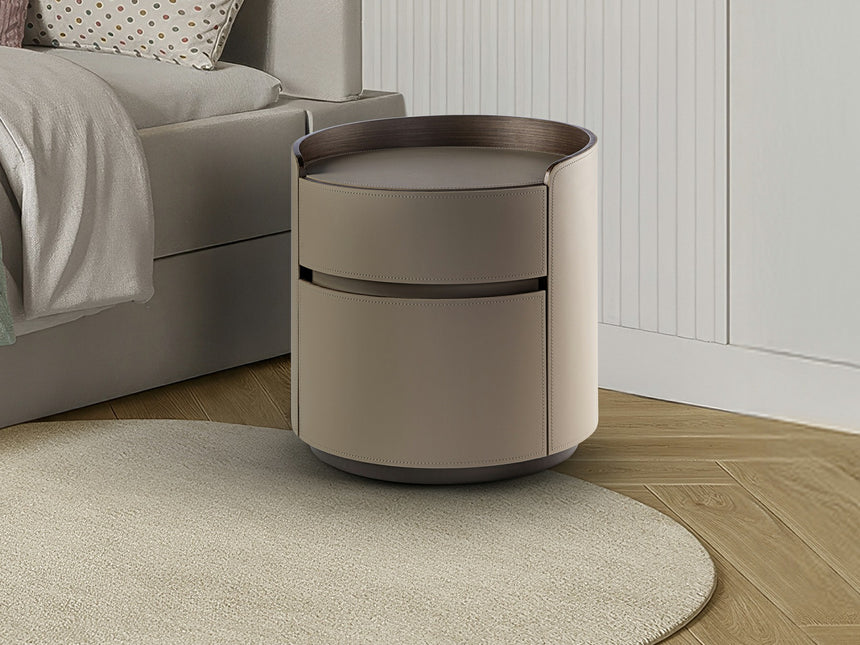 Mesita de noche Schuller Cirze nogal y beige con cajones 48cm 411752