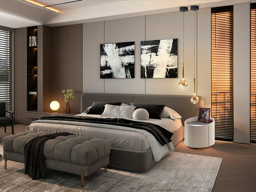 Mesita de noche Schuller Iza caqui y smoke con cajones 43cm 411844