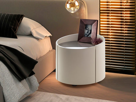 Mesita de noche Schuller Iza caqui y smoke con cajones 43cm 411844