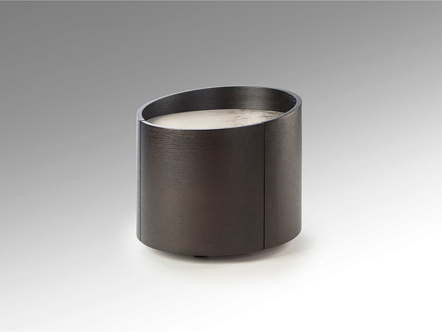 Mesita de noche Schuller Iza negro y mármol veteado con cajones 42cm 411882