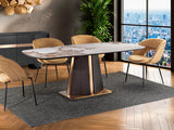 Mesa de comedor Schuller Luca roble y mármol veteado acero 200x76cm 412094