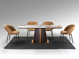 Mesa de comedor Schuller Luca roble y mármol veteado acero 200x76cm 412094