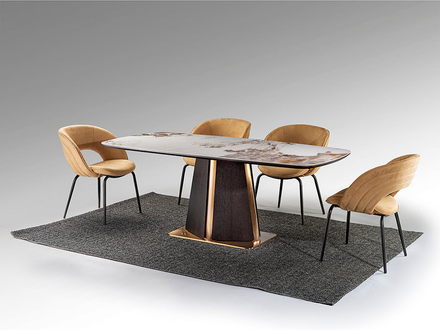 Mesa de comedor Schuller Luca roble y mármol veteado acero 200x76cm 412094