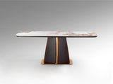 Mesa de comedor Schuller Luca roble y mármol veteado acero 200x76cm 412094
