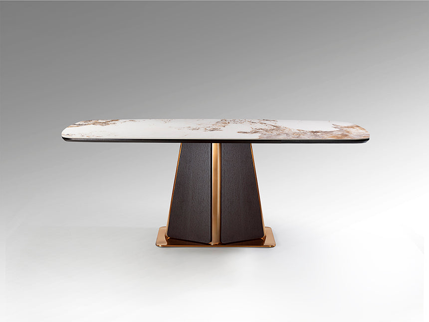 Mesa de comedor Schuller Luca roble y mármol veteado acero 200x76cm 412094