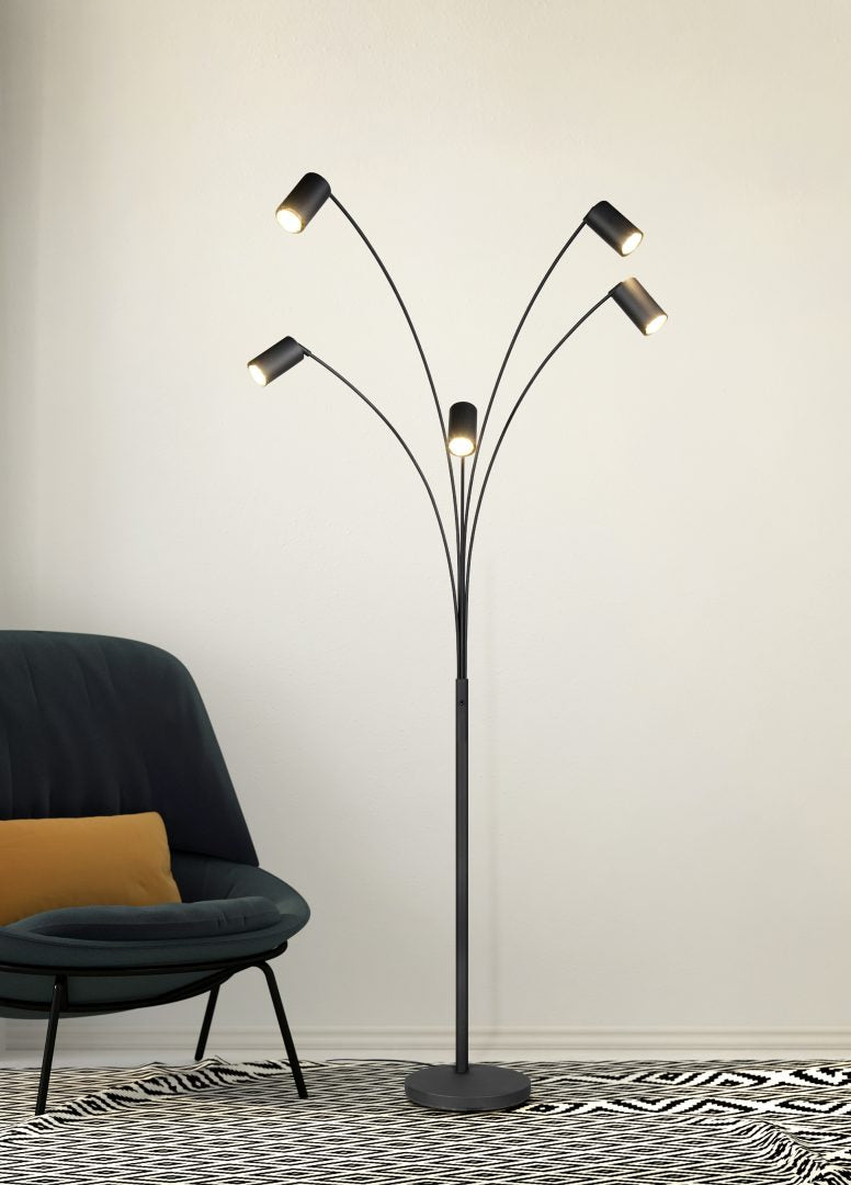Lámpara de pie Trio Marley LED negro mate 3000K 200cm 412400532