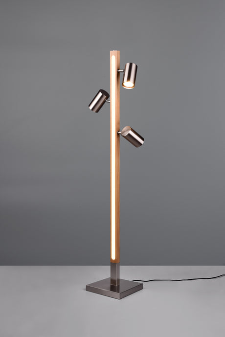 Lámpara de pie Trio Marley LED níquel mate táctil 3000K 130cm 412510407