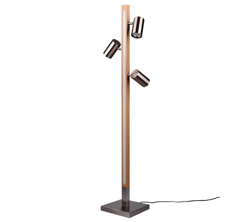 Lámpara de pie Trio Marley LED níquel mate táctil 3000K 130cm 412510407