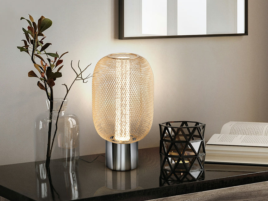 Lámpara de sobremesa Schuller Micrón LED cromo y oro 3000K 24cm 413299