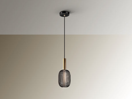 Lámpara de techo colgante Schuller Micrón 1 luz oro y negro 3000K vista 3