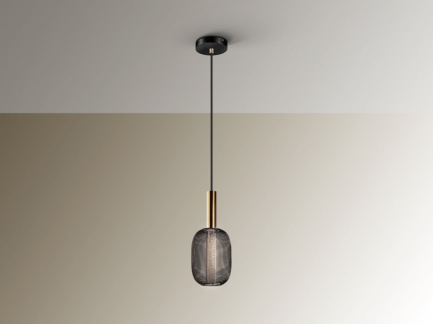 Lámpara de techo colgante Schuller Micrón 1 luz oro y negro 3000K vista 3