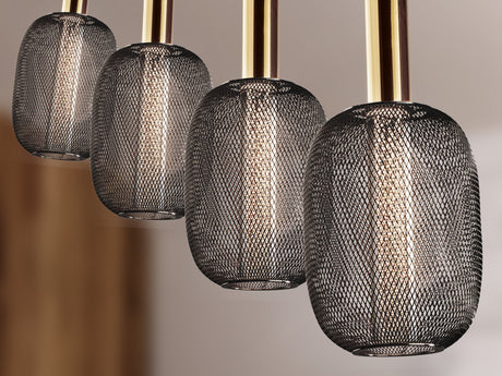 Lámpara de techo colgante Schuller Micrón 4 luces oro y negro 3000K vista 1