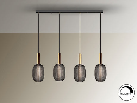 Lámpara de techo colgante Schuller Micrón 4 luces oro y negro 3000K vista 3