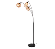 Lámpara de pie Trio Lumina 3 luces negro mate y ámbar 200cm 417000313