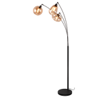 Lámpara de pie Trio Lumina 3 luces negro mate y ámbar 200cm 417000313