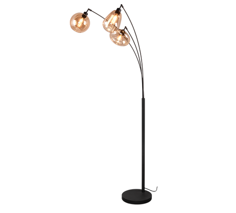 Lámpara de pie Trio Lumina 3 luces negro mate y ámbar 200cm 417000313